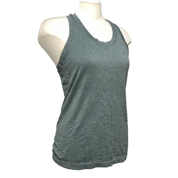 Athleta Racerback Tank Top Sz Medium Sparkly Gray Sleeveless Athletic Shirt Stre - Picture 2 of 8